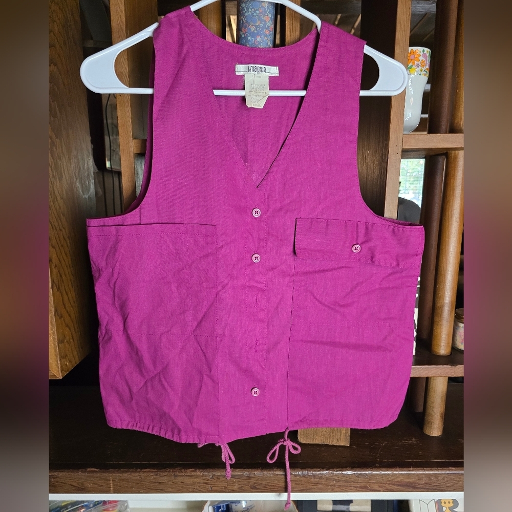 I. Magnin Vintage Cotton Purple Button-Up Vest Large
